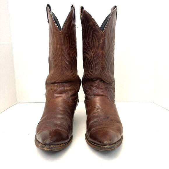 Vintage Code West USA Brown Leather Western Cowboy Boots Womens 7 Pointed Toe - Picture 4 of 16